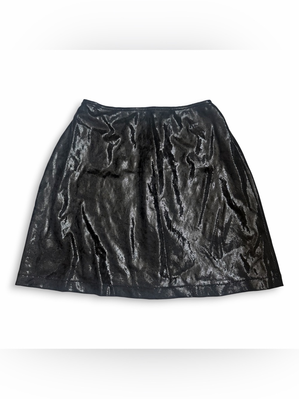 VTG Anna Sui Jeans Black Mini Skirt Gilmar Textured Metallic Shimmer